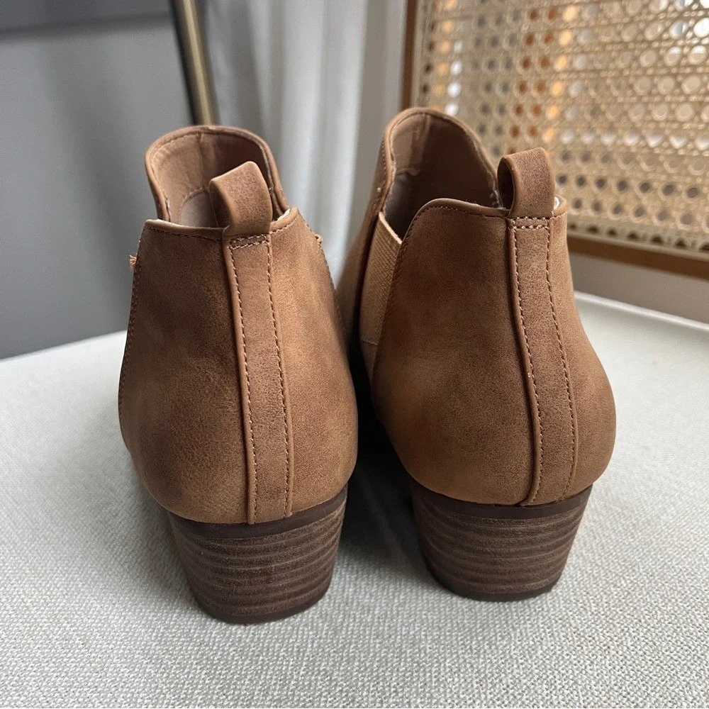 Report Faux Leather Suede Ankle Boot Tan Suede Women's‎ 9.5 Western Block Heel